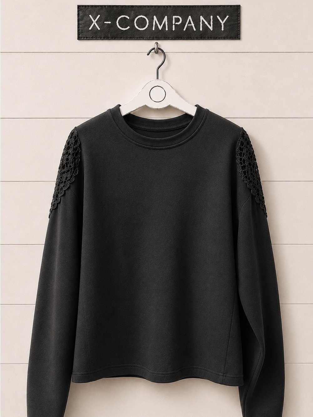 X-COMPANY Black Lace Shoulder Sweater Size M